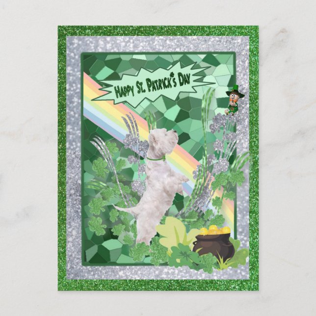 Postal Westin Puppy Número Dos Feliz Día De St Patricks (Anverso)