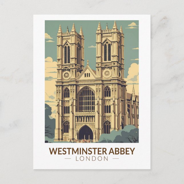 Postal Westminster Abbey England Viaje Art Vintage (Anverso)