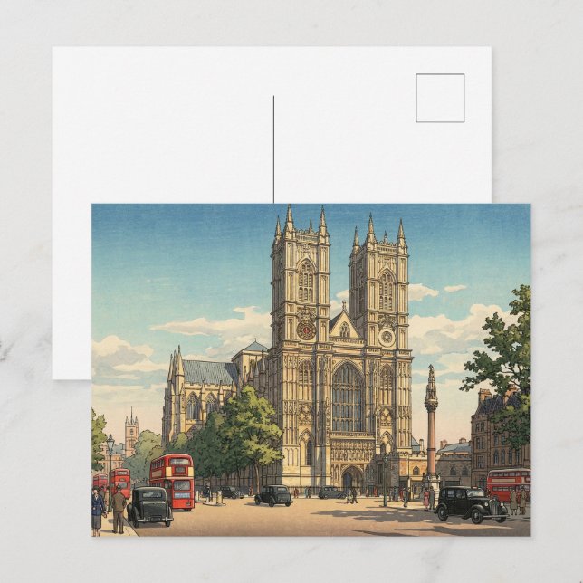 Postal Westminster Abbey Japanese Woodblock Print (Anverso / Reverso)