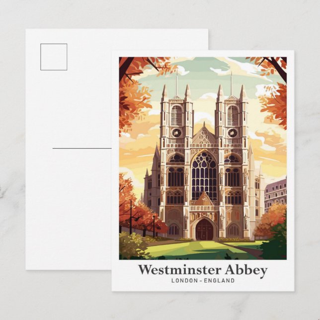 Postal Westminster Abbey Travel Vintage Ilustracion (Anverso / Reverso)