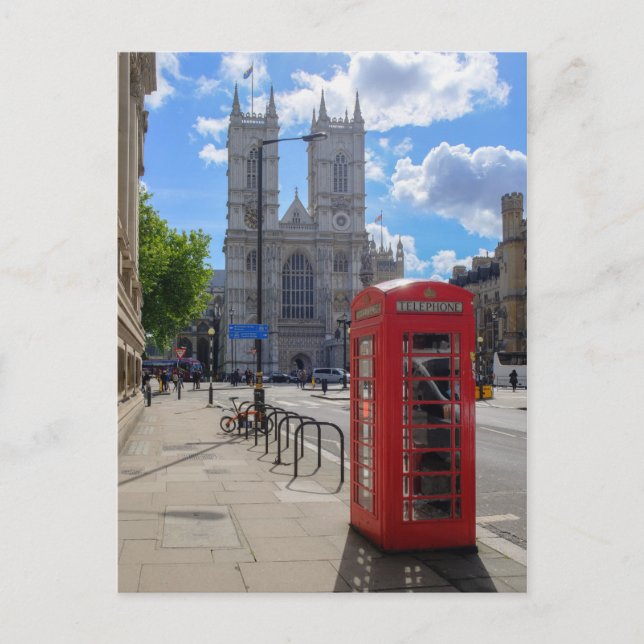 Postal Westminster Abbey y Red Phone London Postcard (Anverso)