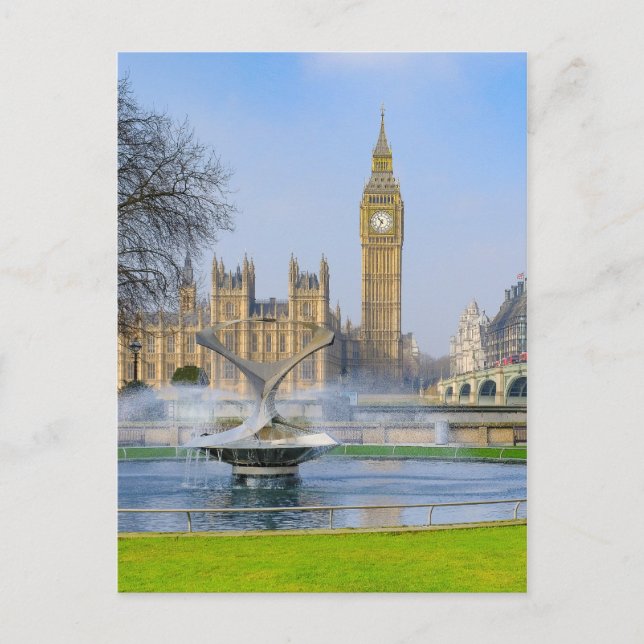 Postal Westminster Bridge y Big Ben, London UK Postcard (Anverso)