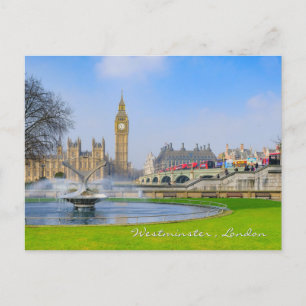 Postal Westminster Bridge y Big Ben, London UK Postcard