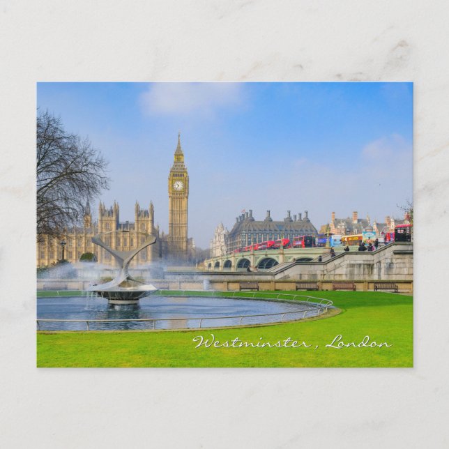 Postal Westminster Bridge y Big Ben, London UK Postcard (Anverso)