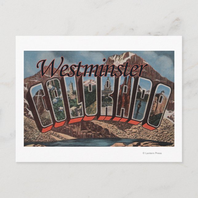 Postal Westminster, Colorado - Escenas de letras grandes (Anverso)