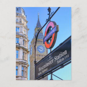 Postal Westminster Station, London UK Postcard