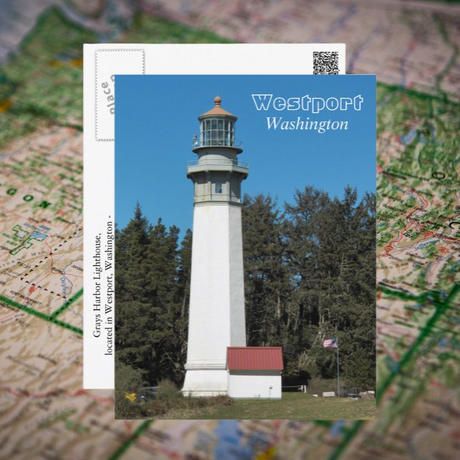 Postal Westport, Washington Lighthouse Travel Photo (In Situ Map)