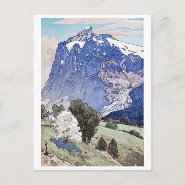 Postal Wetterhorn, Hiroshi Yoshida, Woodcut (Anverso)