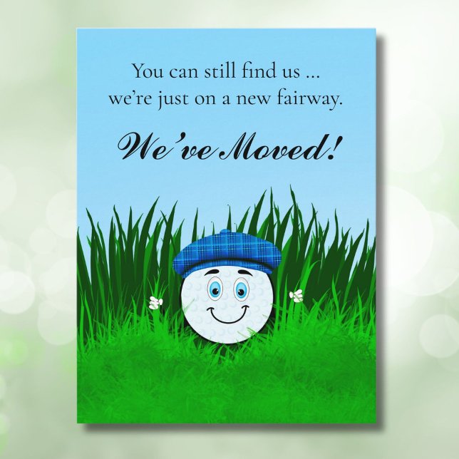 Postal We've Moved Funny Golf Ball in Rough Personalized (Subido por el creador)