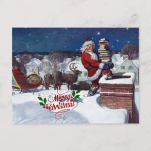 Postal Weyeth - Santa entregando libros para Navidades