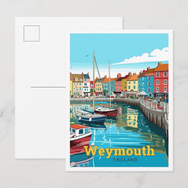Postal Weymouth Inglaterra Viajes Arte Ilustracion Vintag (Anverso / Reverso)