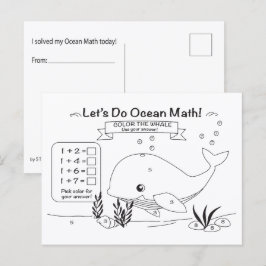 Postal Whale Ocean Math Coloring Postcard