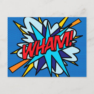Postal WHAM BANG Fun Retro Libro Pop Art