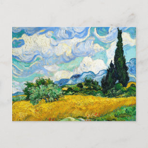 Postal Wheatfield con cipreses