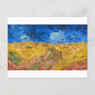 Postal Wheatfield con cuervos por Vincent van Gogh