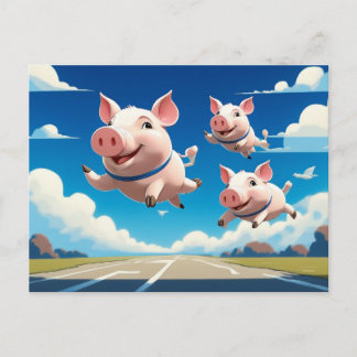 Postal When Pigs Fly Funny Winged Pigs
