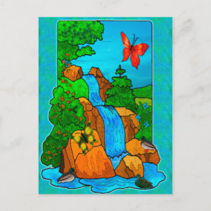 Postal Whimsey cae en arte de fantasía natural