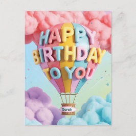 Postal Whimsical 3D "Happy Birthday" Hot Air Balloon