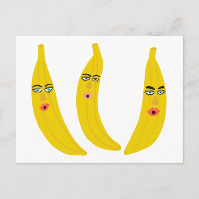 Postal Whimsical Banana Trio Postcard (Anverso)