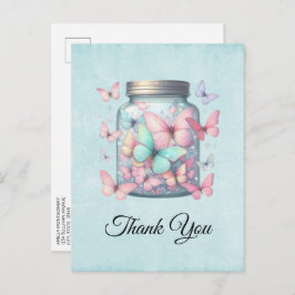 Postal Whimsical Butterflies in a Jar Thank You