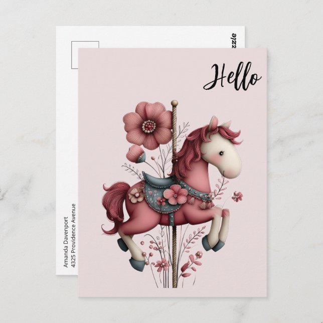 Postal Whimsical Carousel Horse Image (Anverso / Reverso)