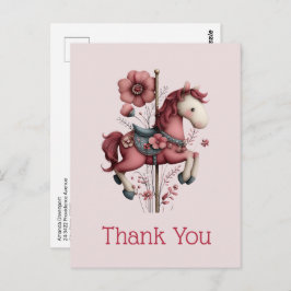 Postal Whimsical Carousel Horse Image Thank You
