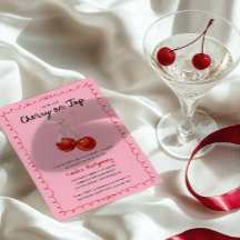 Whimsical Coquette Cherry en Baby Shower superior