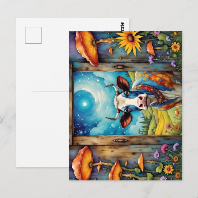Postal Whimsical Cow Dreamscape (Anverso / Reverso)