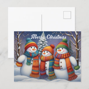 Postal Whimsical Cute Snowmen