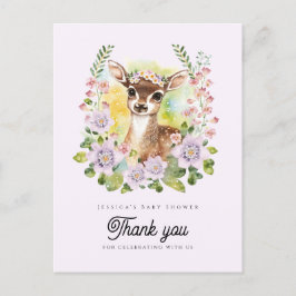 Postal Whimsical Deer Baby Shower Gracias Postcard