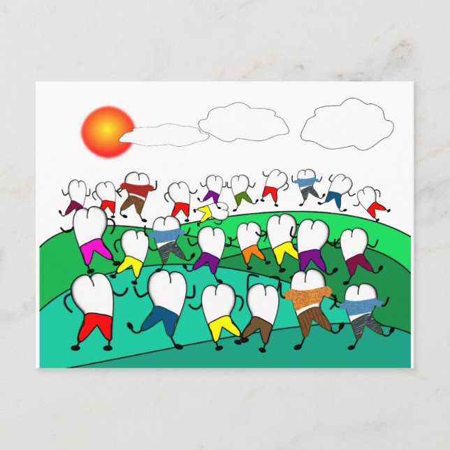 Postal Whimsical Dental Tooth Art Regalos (Anverso)