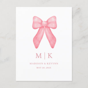 Postal Whimsical Doodle Pink Bow   Boda