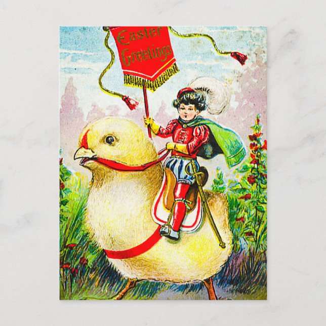 Postal Whimsical Easter Greetings: Sobre el polluelo giga (Anverso)