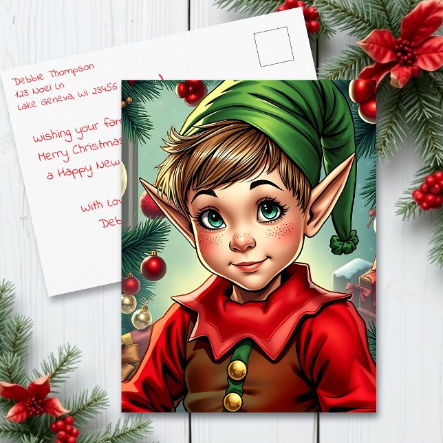 Postal Whimsical Elf | Personalized Christmas (Subido por el creador)