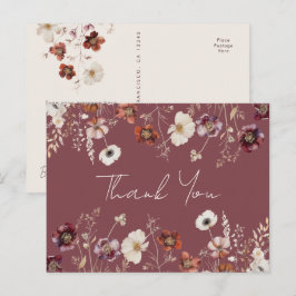 Postal Whimsical Fall Dried Floral Boda Gracias