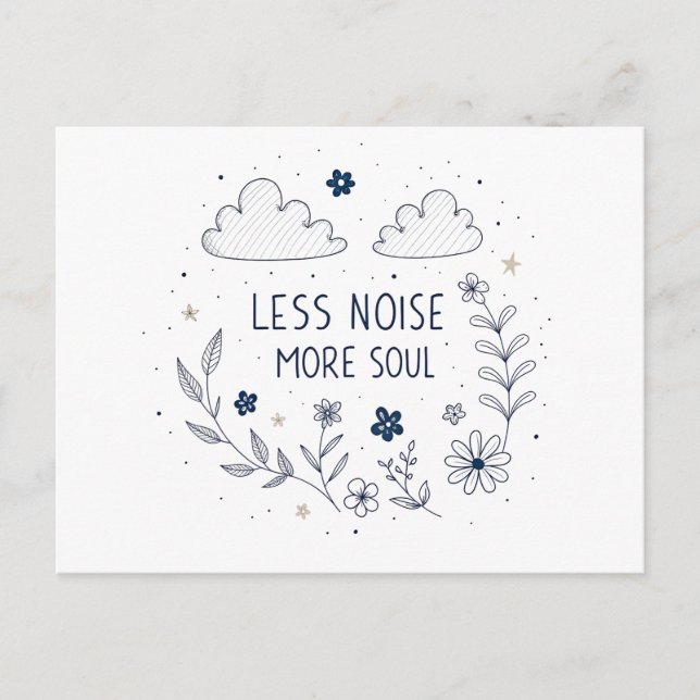 Postal Whimsical Floral Soul Quote Line Art (Anverso)