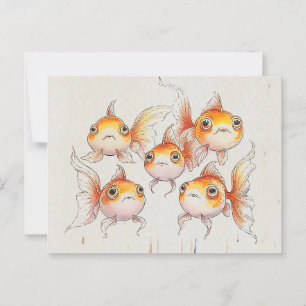 Postal Whimsical Flotante Goldfish