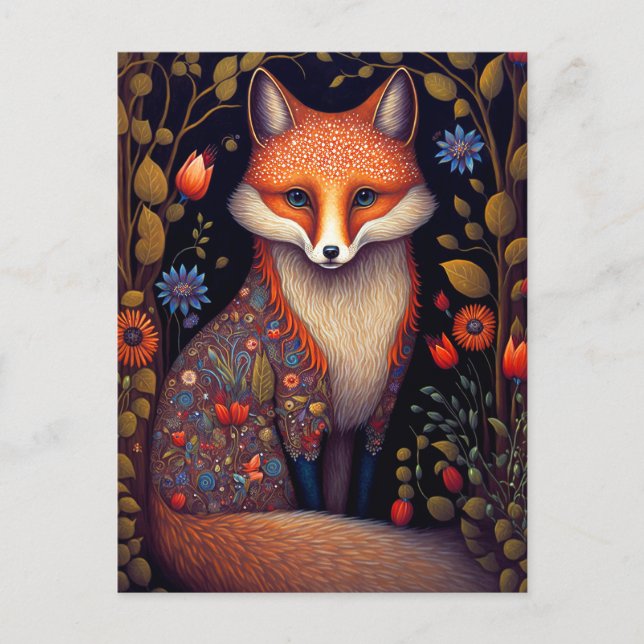 Postal Whimsical Fox Woodland Fantasy Art (Anverso)