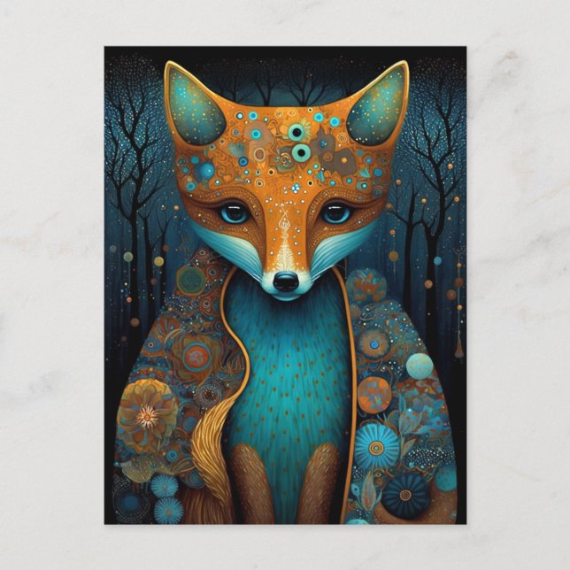 Postal Whimsical Fox Woodland Fantasy Art (Anverso)