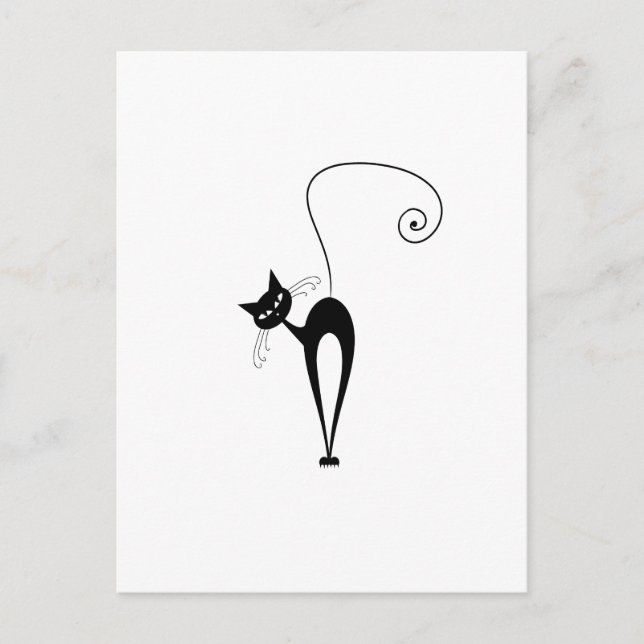 Postal Whimsical Funny gato negro de moda escoge el fondo (Anverso)