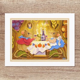 Postal Whimsical Harvest Mice Personalizado Textos