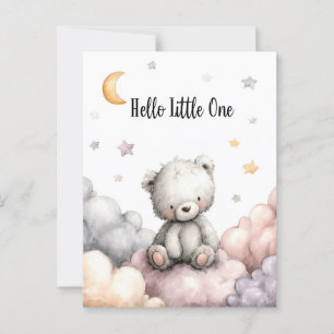 Postal Whimsical "Hello Little One" Teddy Bear