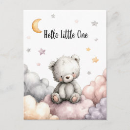 Postal Whimsical "Hello Little One" Teddy Bear