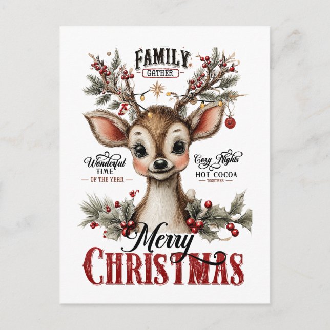 Postal Whimsical Holiday Reindeer (Anverso)