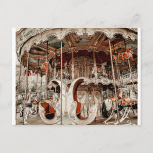 Postal Whimsical Merry Go Round Paris Francia