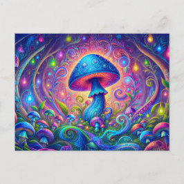 Postal Whimsical Mushroom World Psychedelic Nature Fantas