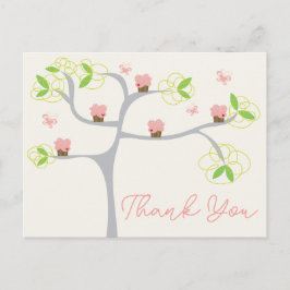 Postal Whimsical Pink Cupcakes Tree Birday Gracias