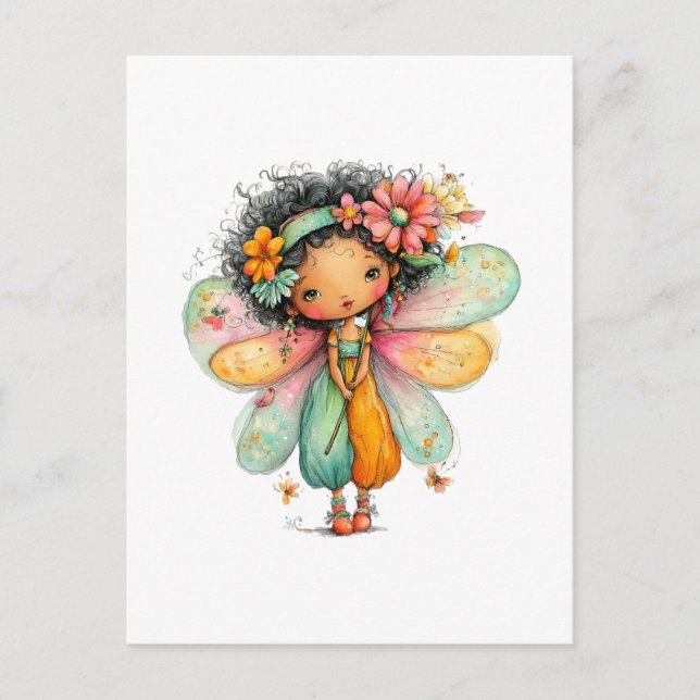 Postal Whimsical Rainbow Fairy Postcard (Anverso)