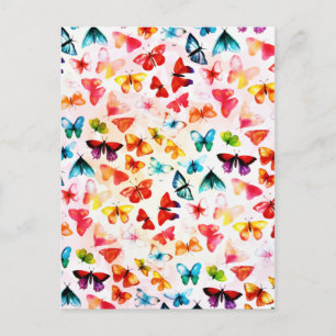 Postal Whimsical Rainbow Forest Butfly acuarela 