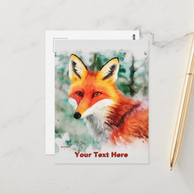 Postal Whimsical Red Fox (Anverso/Reverso In Situ)